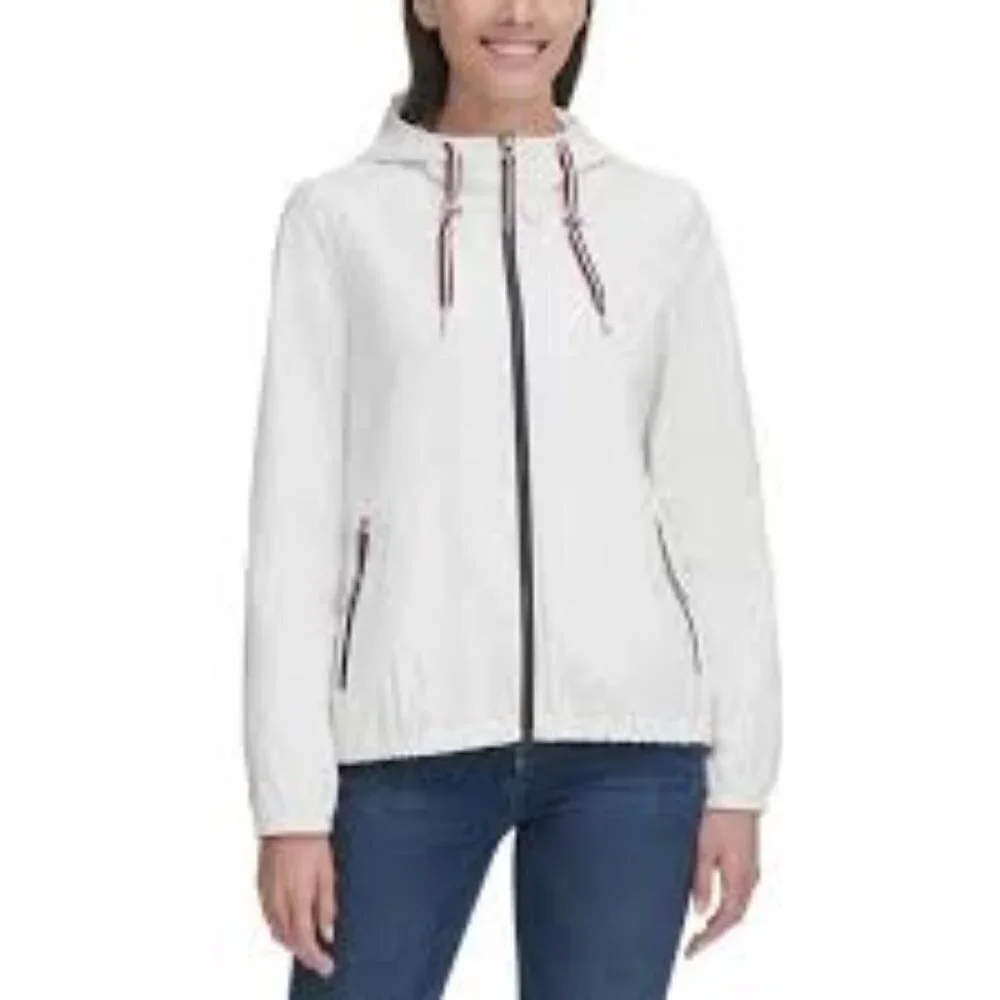 Tommy Hilfiger White Windbreaker w/Pleated… - Picture 2 of 11